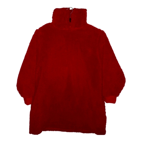 New Soft Red Long Sleeve Sherpa Hoodie Pullover w/Pockets Size L-XL - Picture 1 of 4